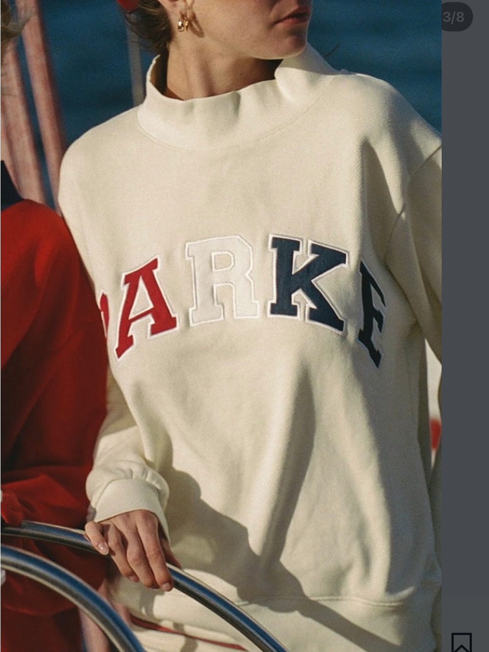Parker USA Cream Mockneck Sweatshirt with Red, White & Navy Never WornLimited Ed